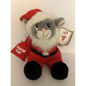 JC Penny Santa Claus Mouse Plush Christmas Stuffed Animal Hat 10” Vintage READ